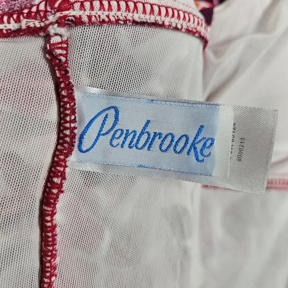 Penbrook swim top womens 14W pink red side gathered swim pool beach casual top
